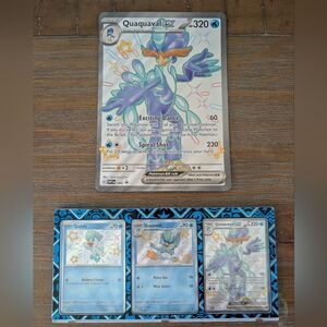 Pokemon Quaxly Quaxwell Quaquaval EX SVP 082 083 084 Paldean Fates Promo Set